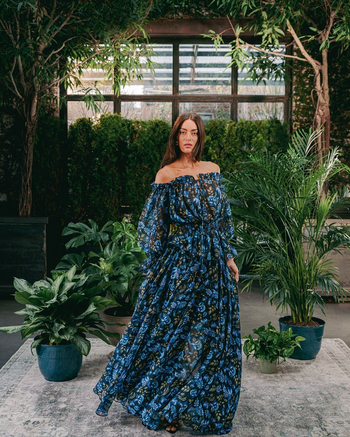 Viona Skirt - Golestan Printed Chiffon Blue & Black Bottoms - Skirts Rosewater House