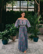 Viona Skirt - Golestan Printed Chiffon Turquoise Bottoms - Skirts Rosewater House