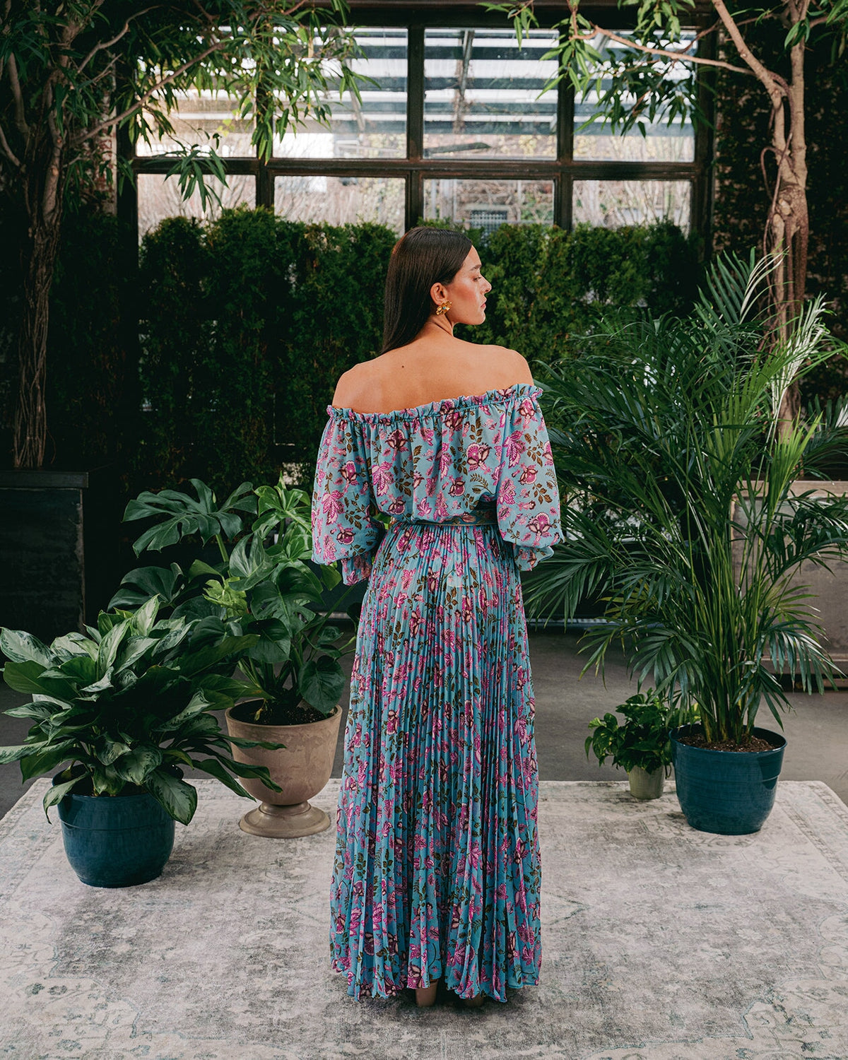 Viona Skirt - Golestan Printed Chiffon Turquoise Bottoms - Skirts Rosewater House