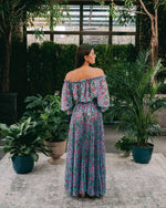 Viona Skirt - Golestan Printed Chiffon Turquoise Bottoms - Skirts Rosewater House