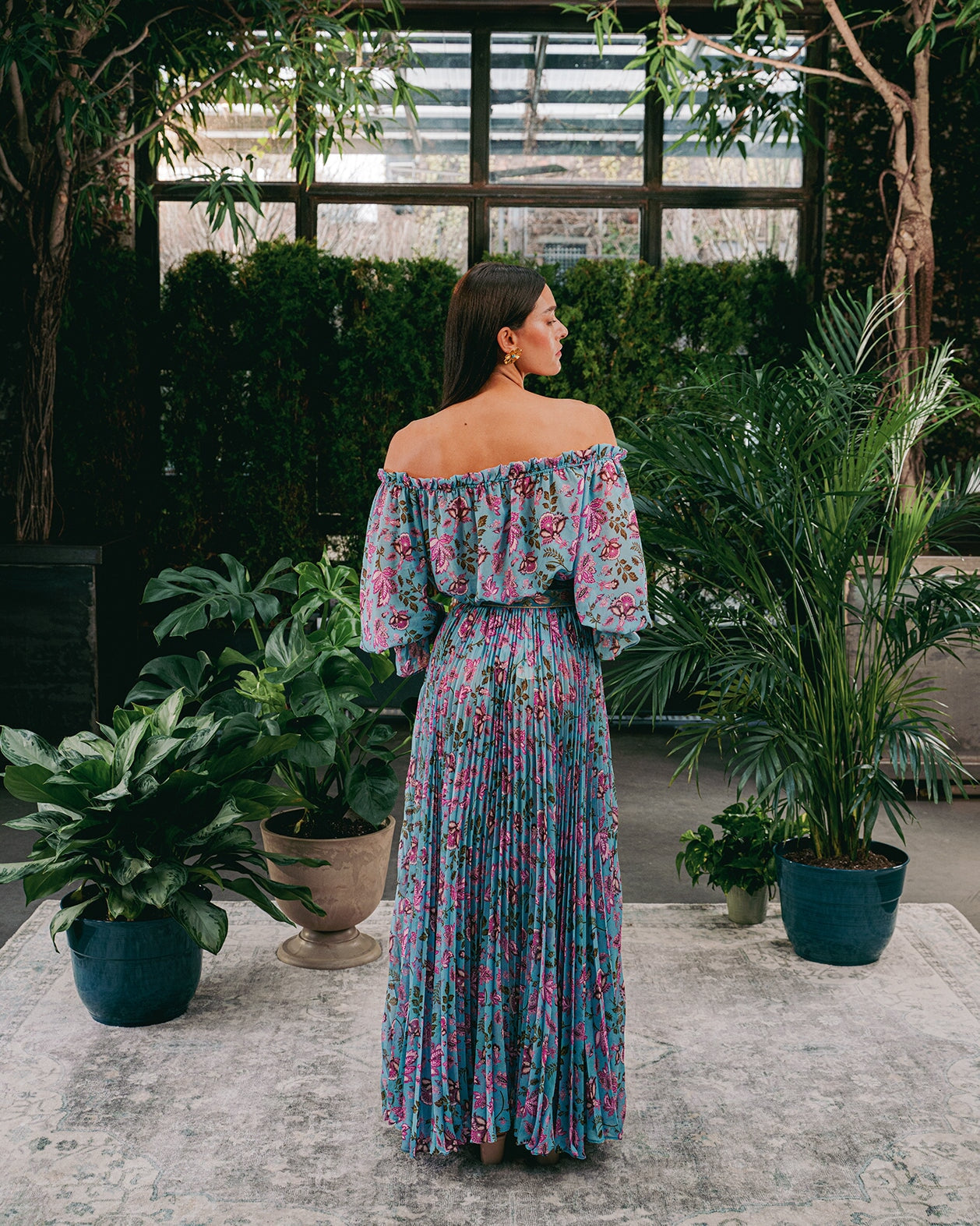 Viona Skirt - Golestan Printed Chiffon Turquoise Bottoms - Skirts Rosewater House