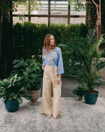 Golestan Blouse - Golestan embroidery Creme & Blue Tops - Blouse Rosewater House