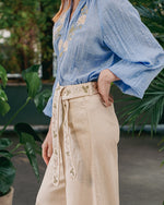 Golestan Blouse - Golestan embroidery Creme & Blue Tops - Blouse Rosewater House