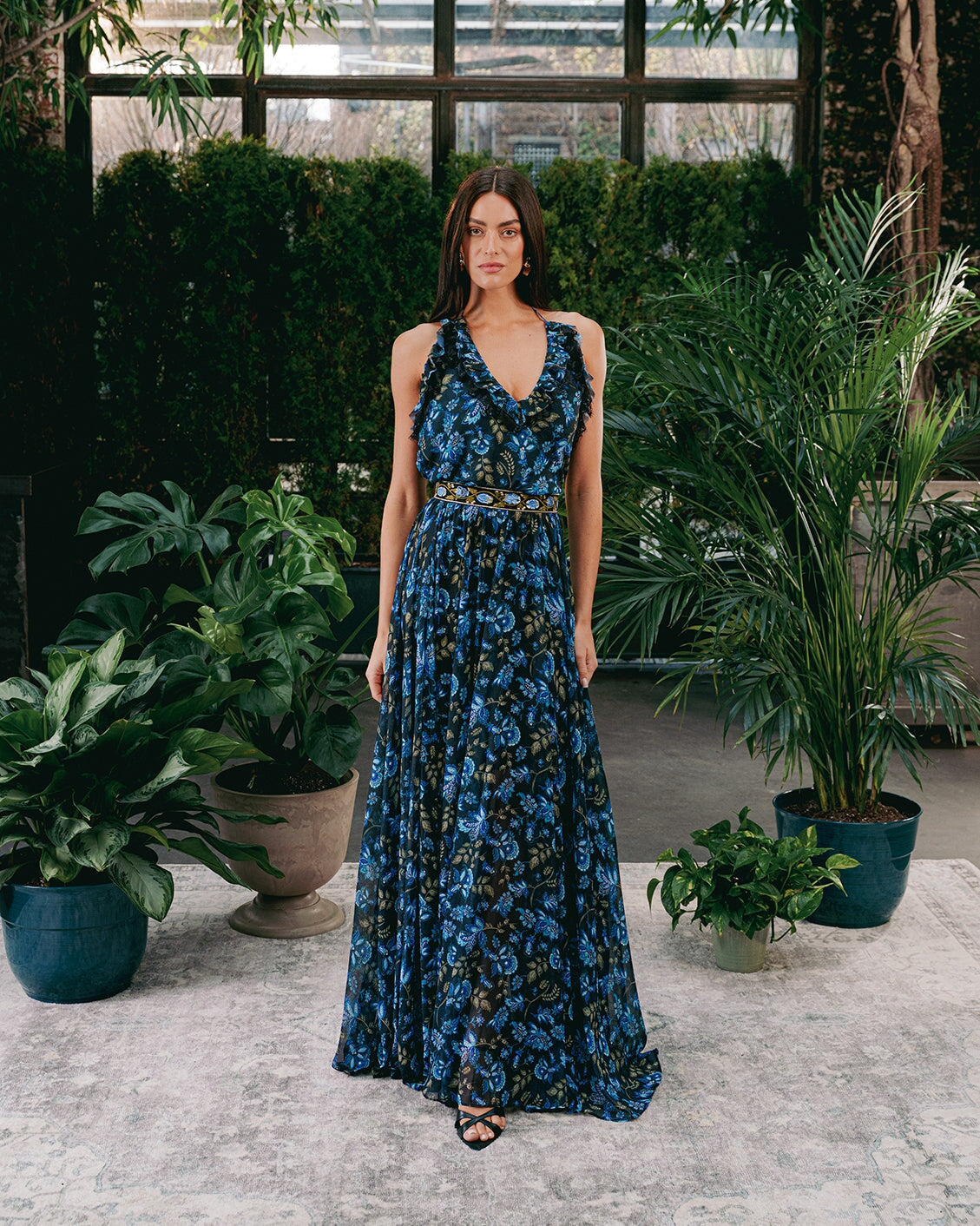 Lona Top - Golestan Printed Chiffon Blue & Black Tops - Bustier & Embroidered Rosewater House 