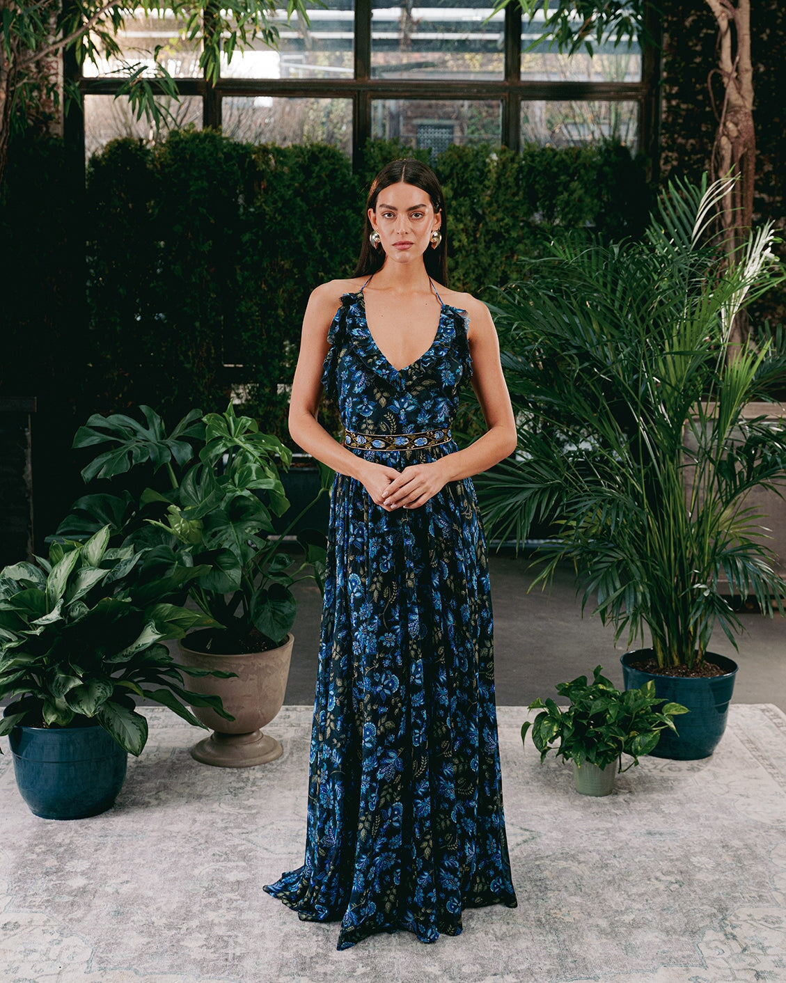 Lona Top - Golestan Printed Chiffon Blue & Black Tops - Bustier & Embroidered Rosewater House 