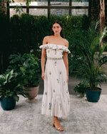 Malika Maxi Dress - Fiona Embroidery Blue & Offwhite Dresses - Maxi Rosewater House