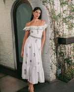 Malika Maxi Dress - Fiona Embroidery Blue & Offwhite Dresses - Maxi Rosewater House