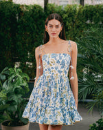 Sara Mini Dress - Golestan Printed Voile Blue & White Dresses - Mini Rosewater House