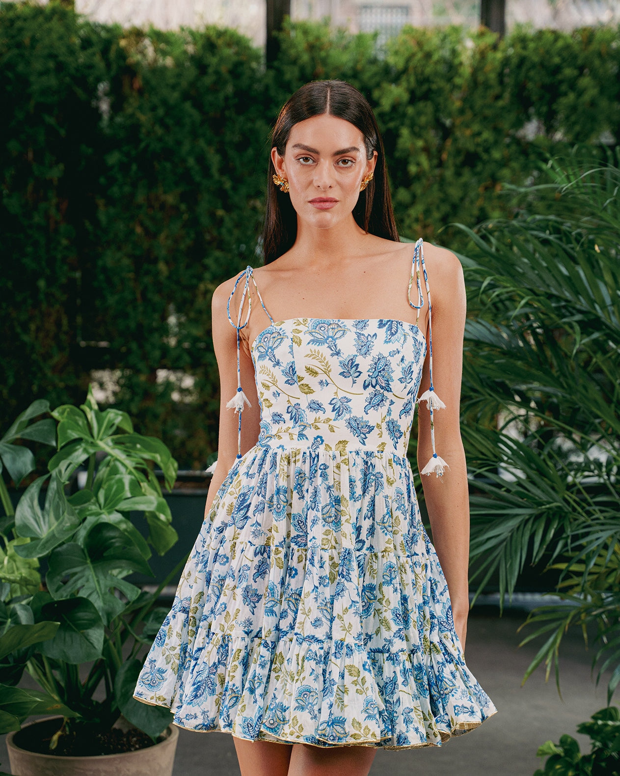 Sara Mini Dress - Golestan Printed Voile Blue & White Dresses - Mini Rosewater House