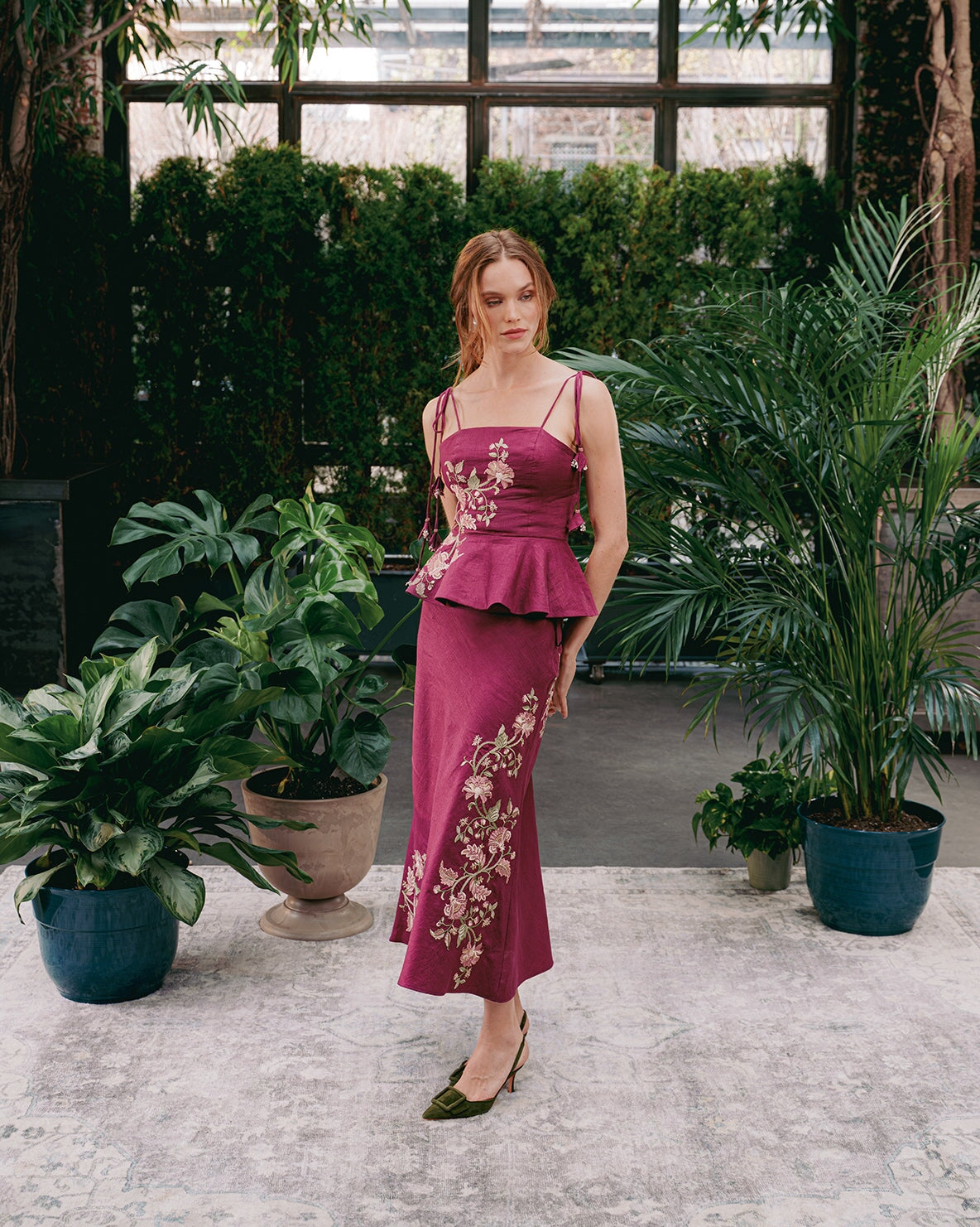 TiTi Skirt - Golestan embroidery Pink & Raspberry Bottoms - Skirts Rosewater House