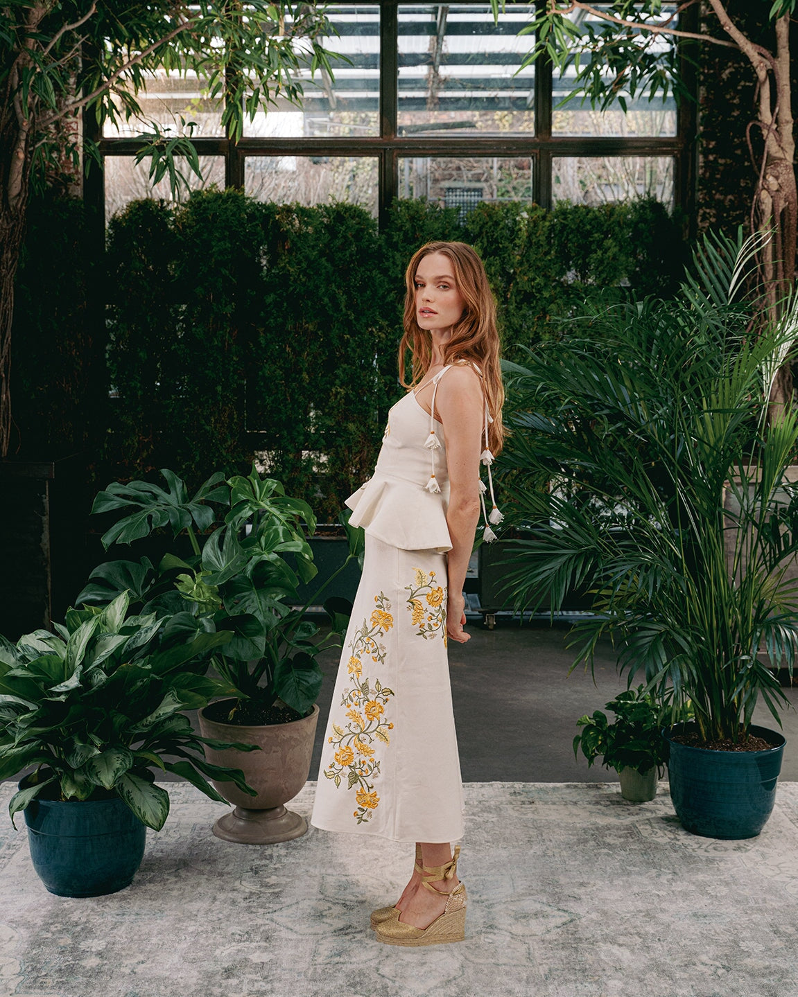 TiTi Skirt - Golestan embroidery Yellow & White Bottoms - Skirts Rosewater House