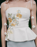 TiTi Top - Golestan embroidery Yellow & White Tops - Blouse Rosewater House