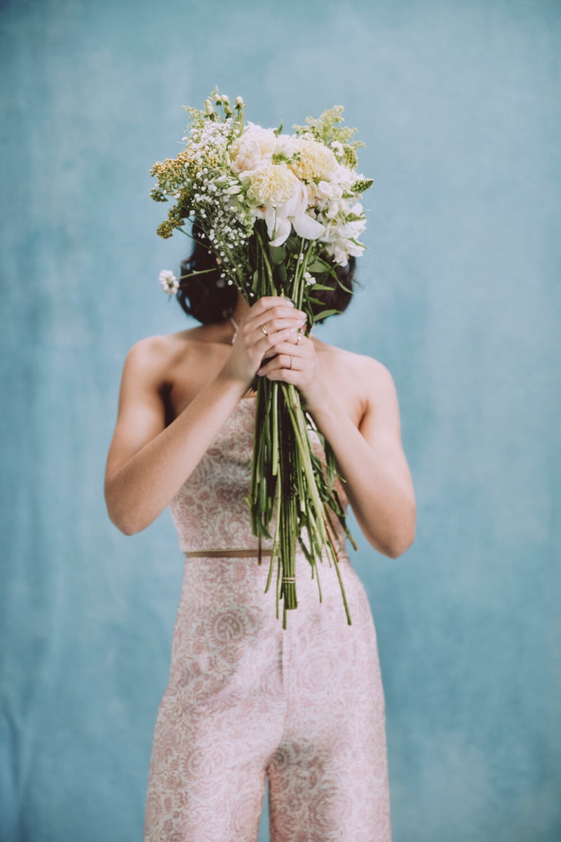 Raha Pants - Printed Silk Pink Rosewater House 