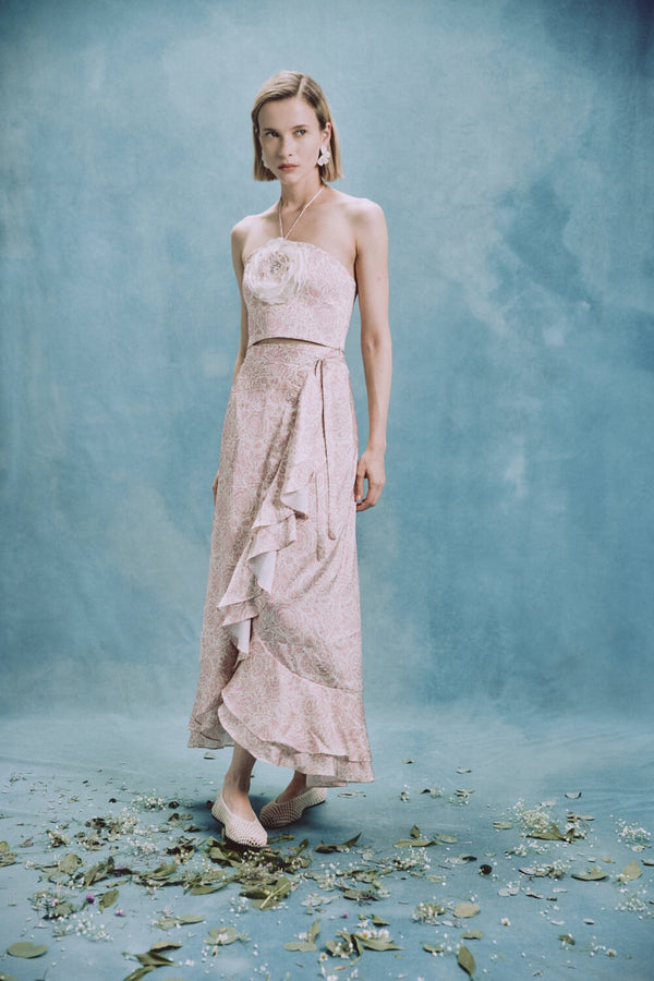 Golestan skirt - Printed Silk Pink Rosewater House 