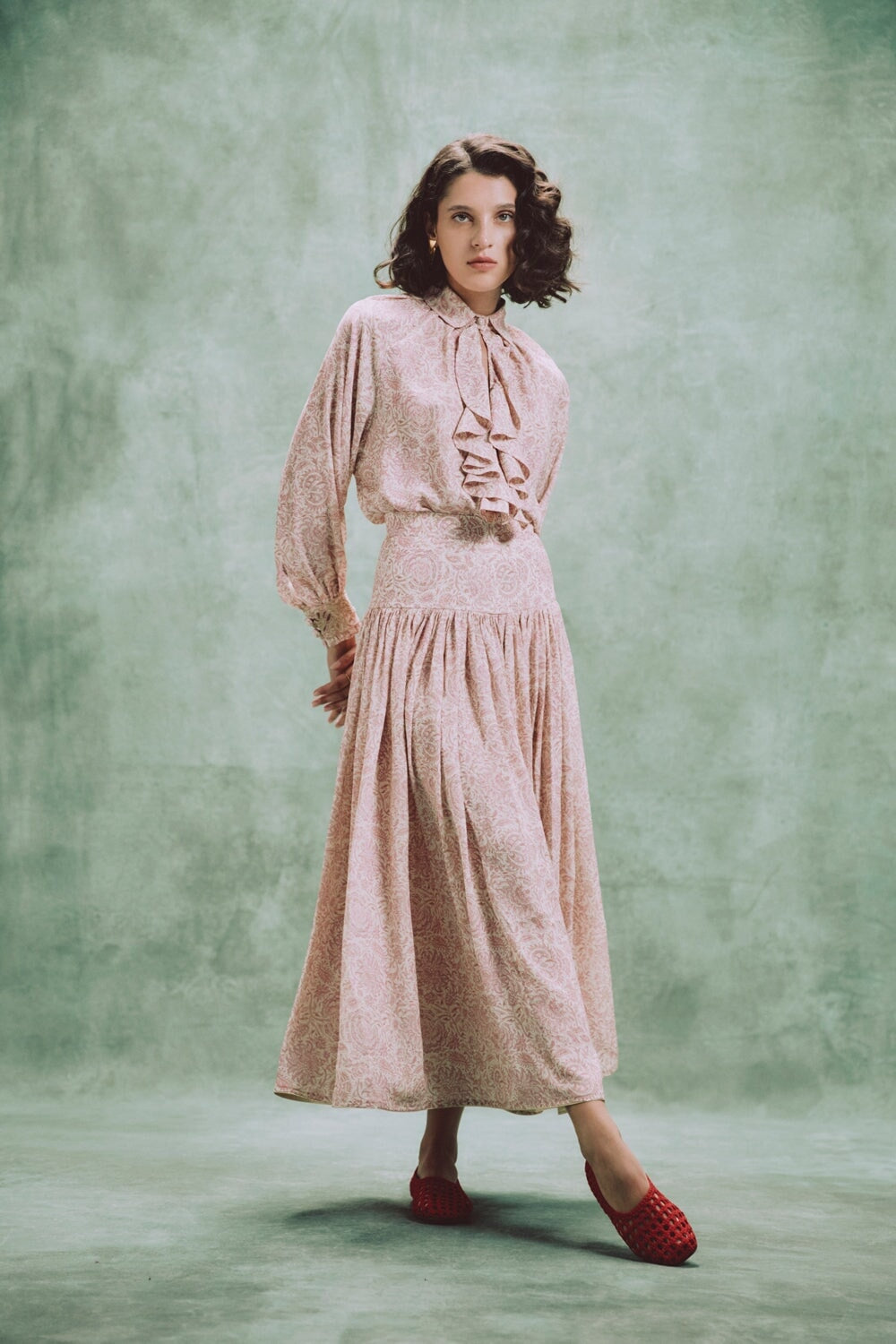 Naz Maxi Skirt - Printed Chiffon Pink Rosewater House