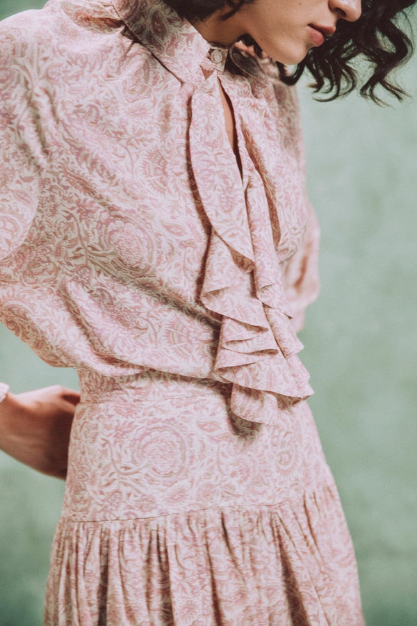 Naz Blouse - Printed Chiffon Pink Rosewater House 