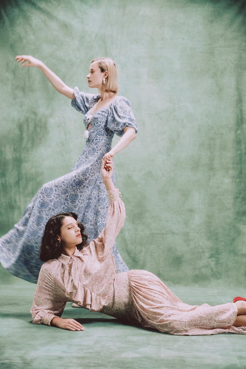 Rosa Dress - Printed Chiffon Blue Rosewater House