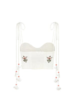 Della Bustier - Fiona Embroidery Pink & Offwhite Tops - Bustier & Embroidered Rosewater House 