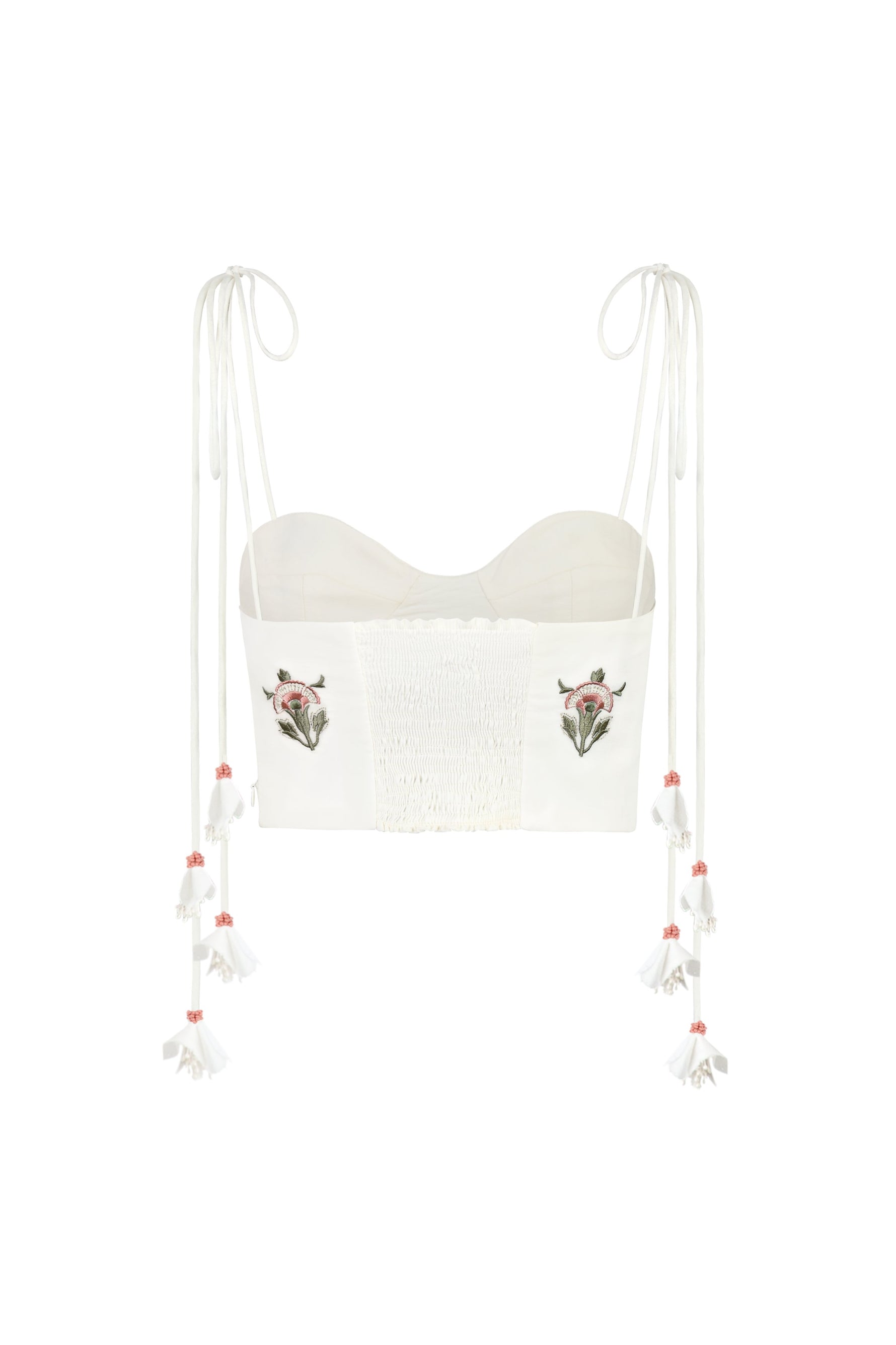 Della Bustier - Fiona Embroidery Pink & Offwhite Tops - Bustier & Embroidered Rosewater House 
