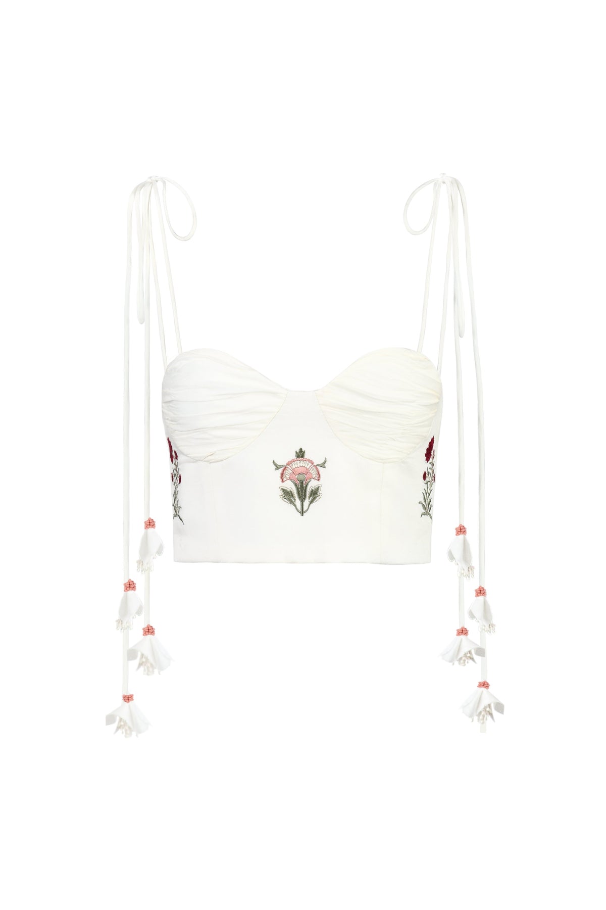 Della Bustier - Fiona Embroidery Pink & Offwhite Tops - Bustier & Embroidered Rosewater House 