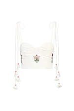 Della Bustier - Fiona Embroidery Pink & Offwhite Tops - Bustier & Embroidered Rosewater House 