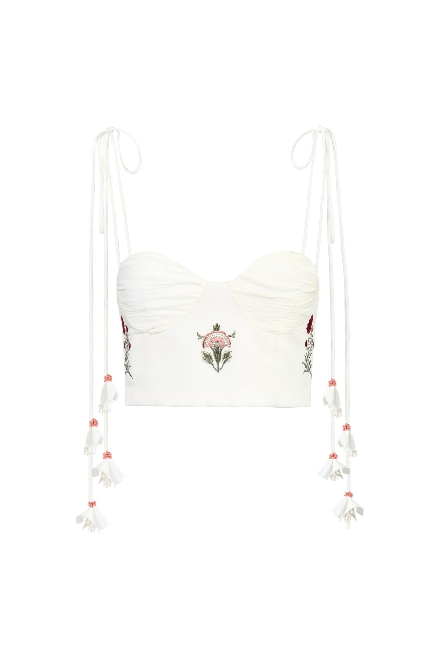 Della Bustier - Fiona Embroidery Pink & Offwhite Tops - Bustier & Embroidered Rosewater House 