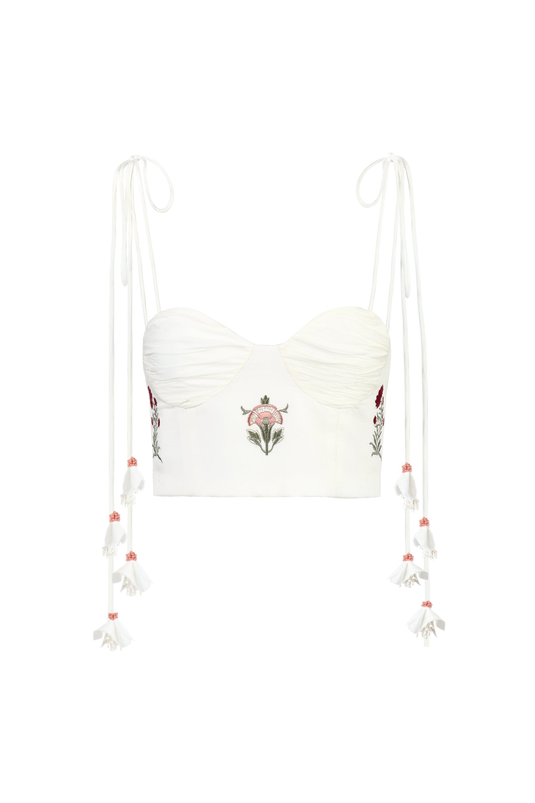 Della Bustier - Fiona Embroidery Pink & Offwhite Tops - Bustier & Embroidered Rosewater House 