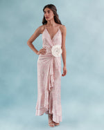 Shiraz Ruffle Dress - Printed Silk Pink Dresses - Midi Rosewater House