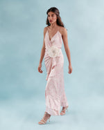 Shiraz Ruffle Dress - Printed Silk Pink Dresses - Midi Rosewater House
