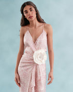 Shiraz Ruffle Dress - Printed Silk Pink Dresses - Midi Rosewater House