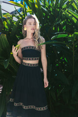 Carnation Crop Top - Black & Brick Tops - Bustier & Embroidered Rosewater House 