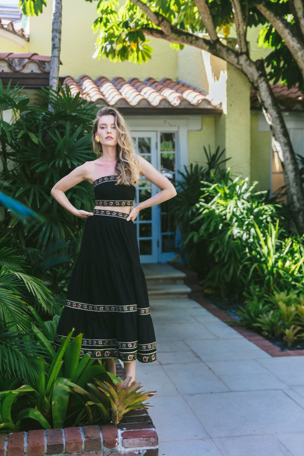 Carnation Ruffle Skirt - Black & Brick Bottoms - Skirts Rosewater House