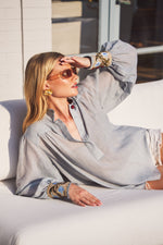 Carnation Blouse - Sky Blue & Red Tops - Blouse Rosewater House