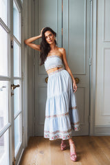 Carnation Crop Top - Blue & Pink Tops - Bustier & Embroidered Rosewater House 