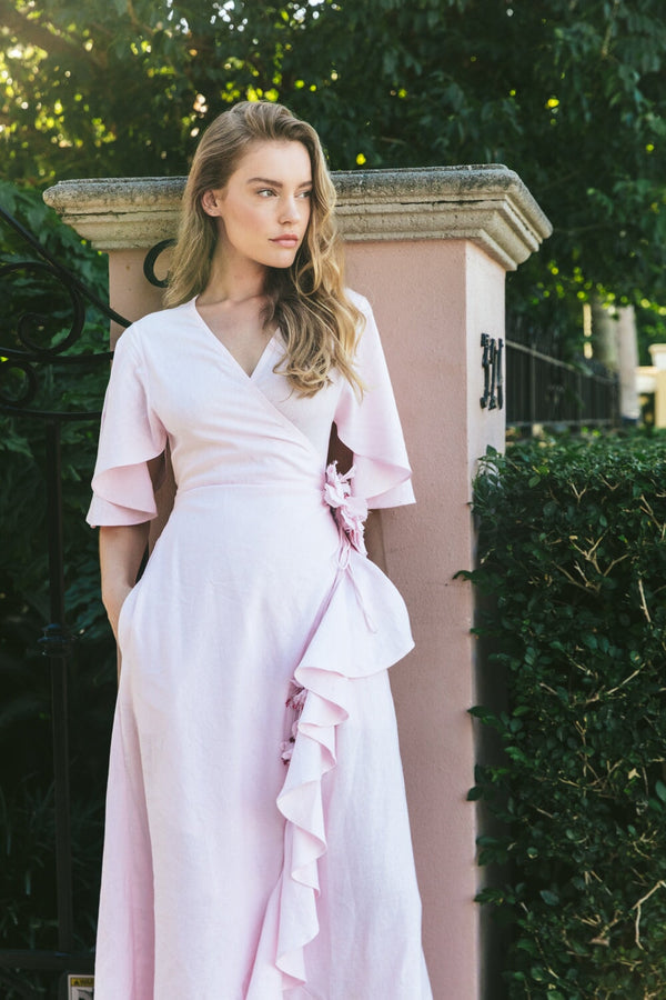 Gol Wrap Dress - Pink Dresses - Formal Rosewater House 