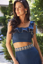 Malika Bustier Top - Blue Tops - Cropped & Casual Rosewater House