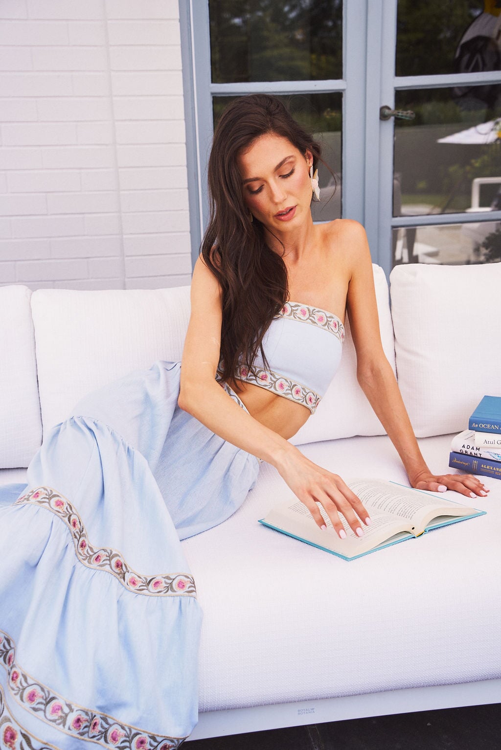 Carnation Ruffle Skirt - Blue & Pink Bottoms - Skirts Rosewater House