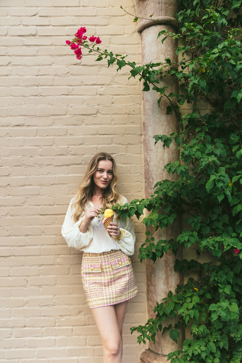 Golab Blouse - Ivory & Pink Tops - Blouse Rosewater House 