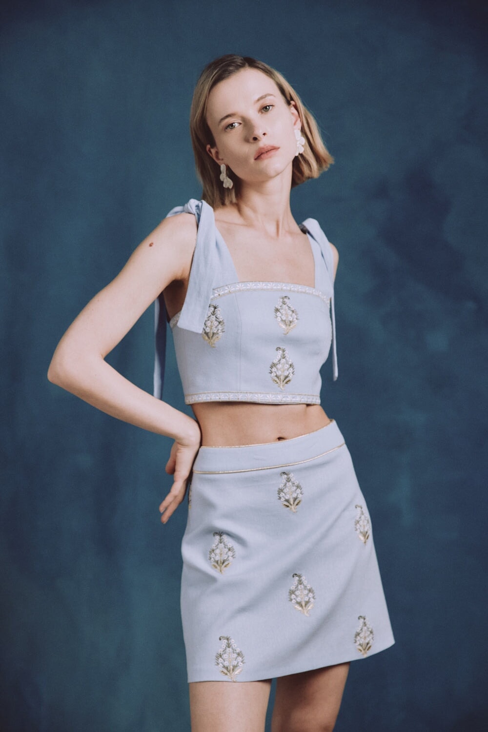 Sarv Mini Skirt - Blue & white Rosewater House