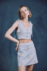 Sarv Mini Skirt - Blue & white Rosewater House 