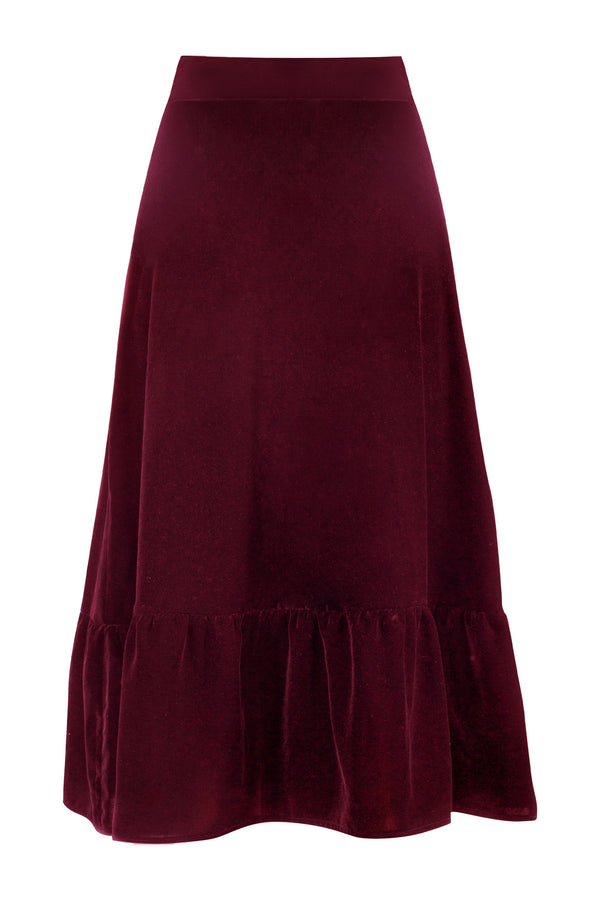 Mahtab Belted Velvet Skirt - Burgundy Rosewater House 