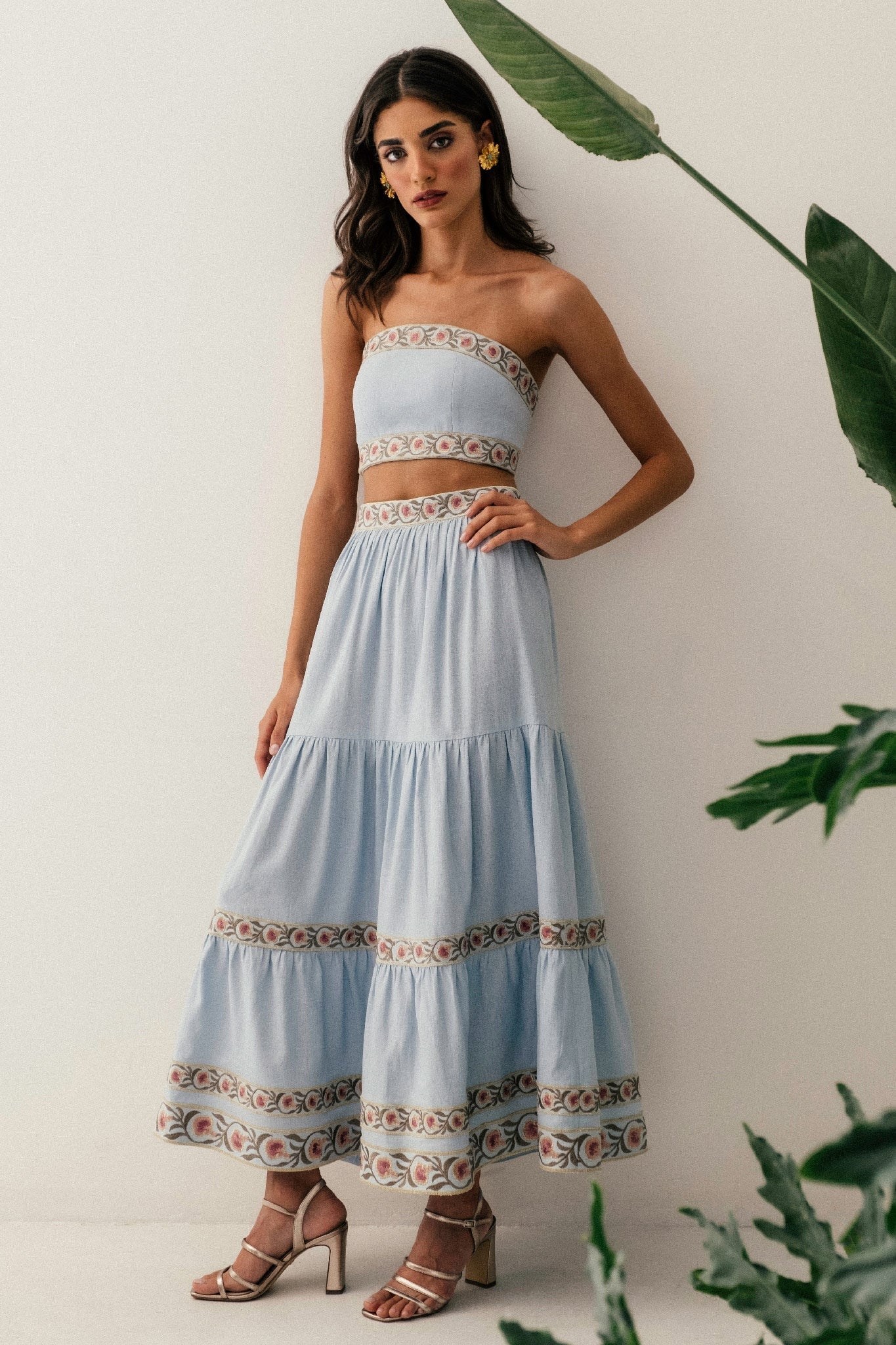 Carnation Ruffle Skirt - Blue & Pink Rosewater House