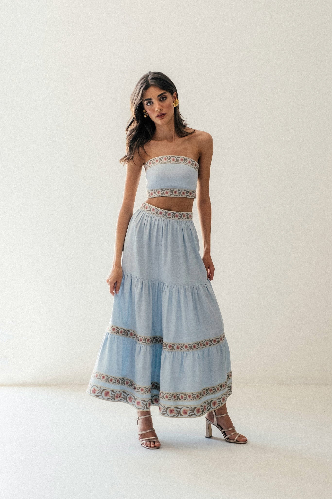 Carnation Ruffle Skirt - Blue & Pink Rosewater House