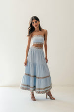 Carnation Ruffle Skirt - Blue & Pink Rosewater House