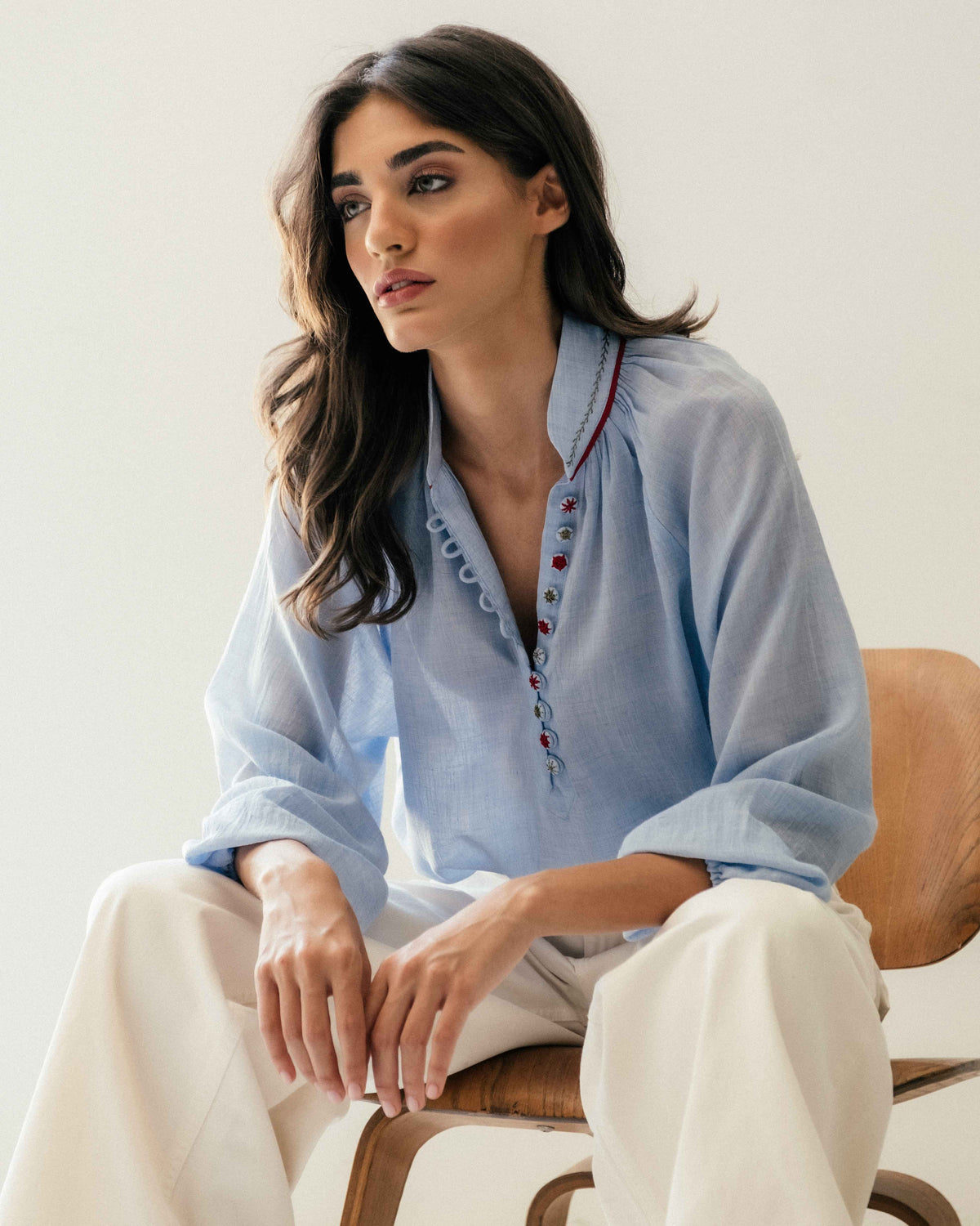 Golab Blouse - Blue & Red (Limited Edition) Tops - Blouse Rosewater House