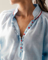 Golab Blouse - Blue & Red (Limited Edition) Tops - Blouse Rosewater House 