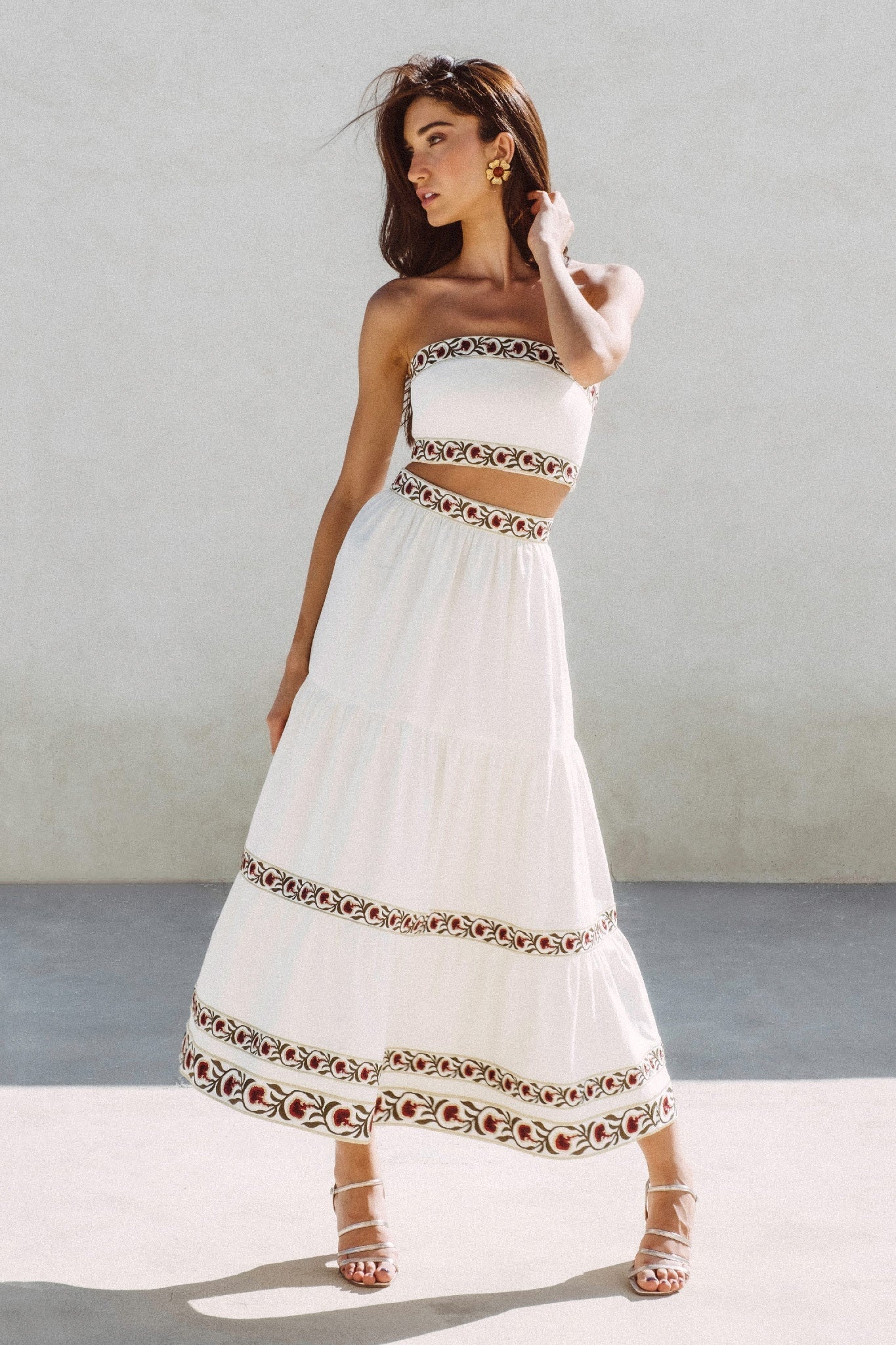Carnation Ruffle Skirt - Ivory & Red Rosewater House