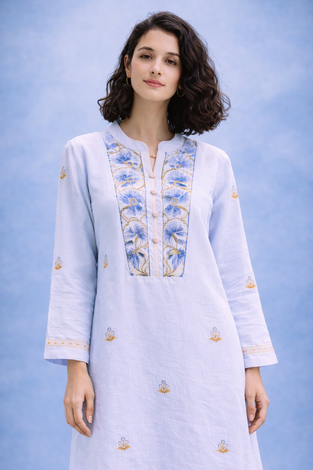 Flora Kaftan - Naz Embroidered Blue & Blue Rosewater House