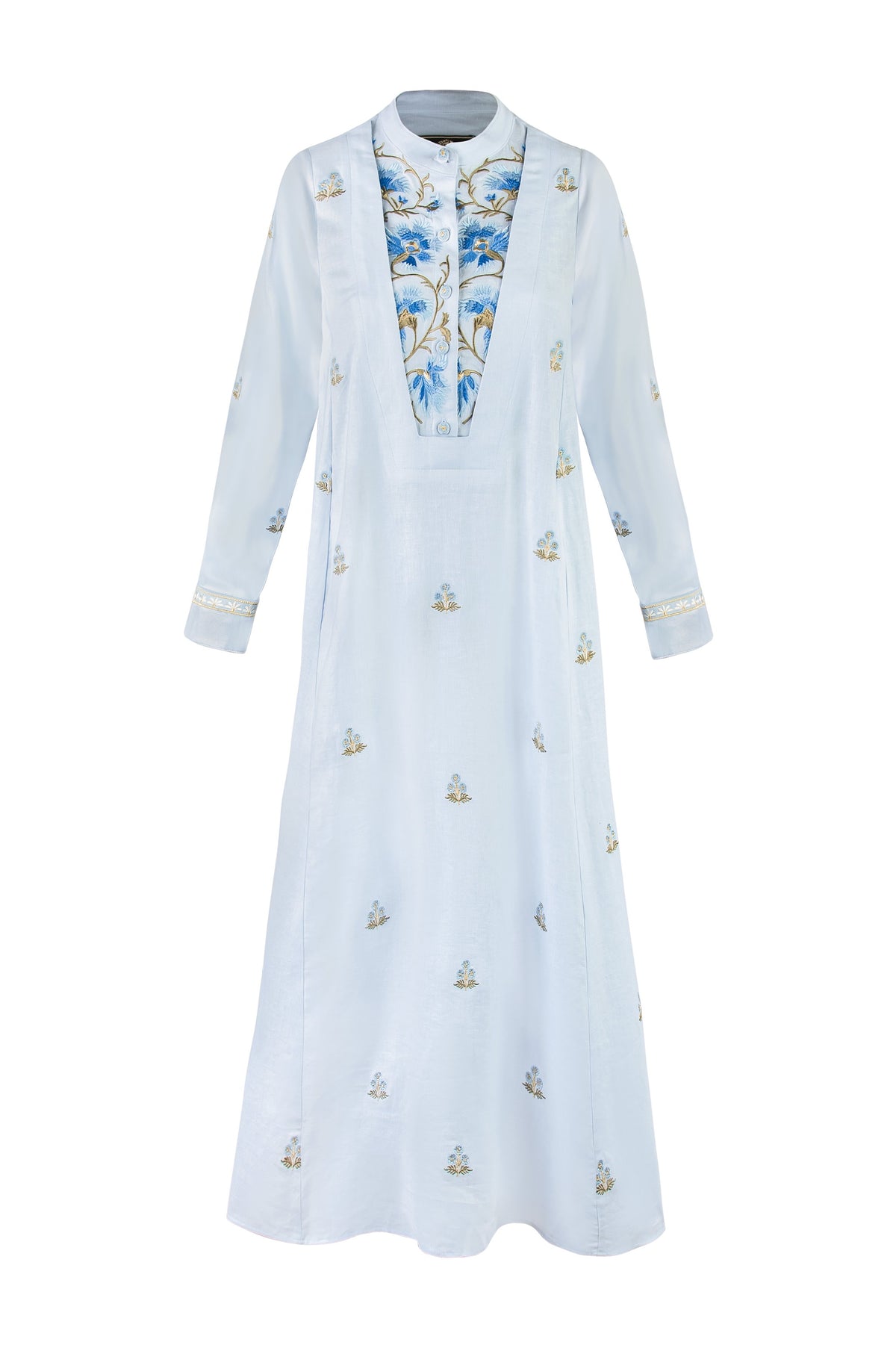Flora Kaftan - Naz Embroidered Blue & Blue Dresses - Kaftans Rosewater House 