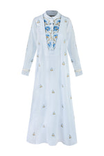 Flora Kaftan - Naz Embroidered Blue & Blue Dresses - Kaftans Rosewater House 